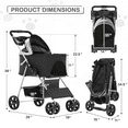 thumbnail image 3 of MoNiBloom 4 Wheel Foldable Dog Pet Stroller with Detachable Storage Basket, Black, 3 of 14