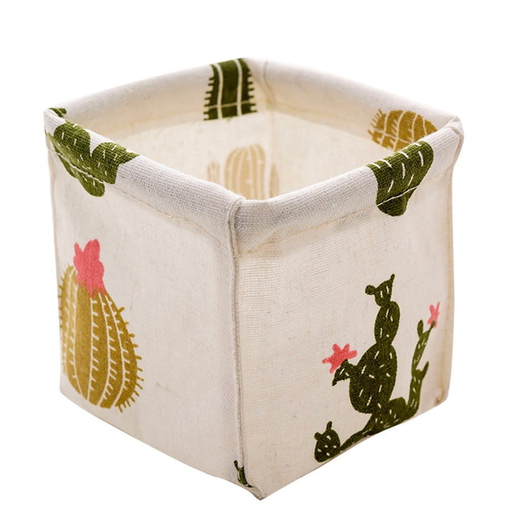 Cotton Linen Desktop Storage Basket Foldable Office Stationery