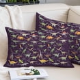 thumbnail image 2 of Purple Dinosaur Throw Pillow Covers, Vintage Letters Farm Animals Soft Breathable Pillow Cases with Invisible Zipper for Sleeping, Small Pillowcases for Couch Bed Sofa Chair 16x24 Inches, 2 of 9