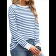 thumbnail image 2 of Tops Tipo Túnica para Mujer, Camisas A Rayas de Larga, Tops de Cuello Redondo Azul S, 2 of 9