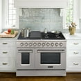 thumbnail image 3 of Akicon 48" Slide-in Freestanding Professional Style Gas Range with 6.7 Cu. Ft. Oven, 8 Burners, Convection Fan, Cast Iron Grates. Stainless Steel, 3 of 8