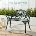 thumbnail image 2 of Best Choice Products Outdoor Bench Steel Garden Patio Porch Furniture w/ Floral Accent, Antique Finish - Bronze, 2 of 7