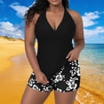 thumbnail image 2 of gakvbuo Tankini Swimsuits For Women With Boyshorts Swimwear Two Piece Bathing Suits Women's Plus Size Casual Solid Color Split Back Strappy Adjustable Top With Built-in Bralette Swimwear Set, 2 of 7
