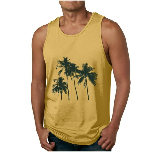 Camisetas de Tanque de los Hombres Tanque de los Hombres Incolor Gradiente de Impresión Cuello Redondo Correa Delgada Fuga Atrás Regular Casual Deportes Blusas de Tanque