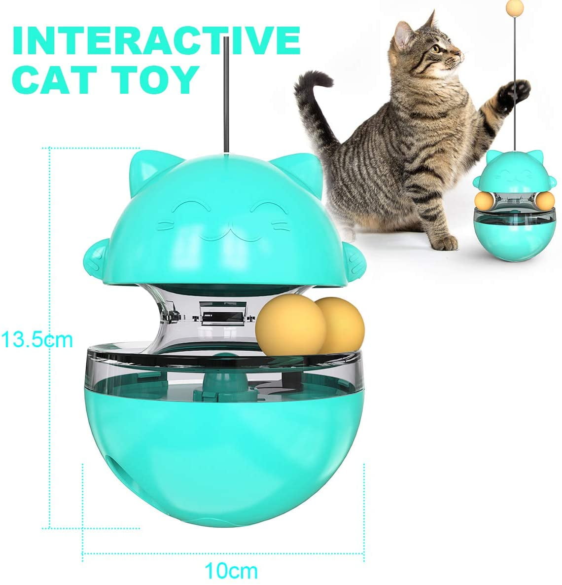 ATUBAN Interactive Cat Feeder Toy,Treat Dispenser Exercise Toys,Feeding  Food Toy Dispenser,Car Indoors- Sounding Bell cat tower
