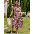 thumbnail image 4 of Vestido midi Zeagoo con estampado floral rojo, casual, holgado, de playa, 4 of 7