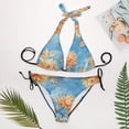 thumbnail image 4 of Women's Summer Original Design Daisies Garden Flowers Art Craft Pattern Decorative Bikini Summer Triangle Bathing Suit Tie String Thong, 4 of 5