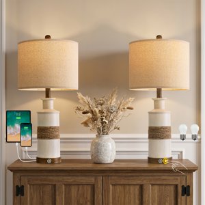 Oneach Farmhouse Table Lamp Set of 2, 24.25", Resin