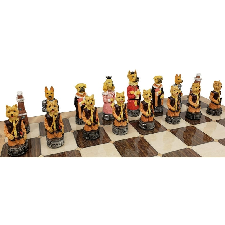 Free Shipping! Cats Vs Dogs Animals Chess Set With 17
