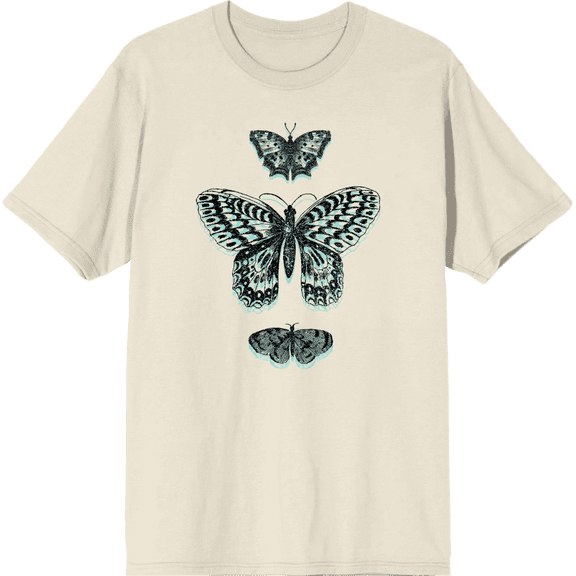 Celestial Tropics Butterflies Adult Natural Crew Neck Short Sleeve Tee-Medium