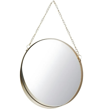 Hanging Golden Mirror Wall Decor, 8 in Small Round Mirror with Metal Frame, Mirror for Living Room Entryway, Easy Installation