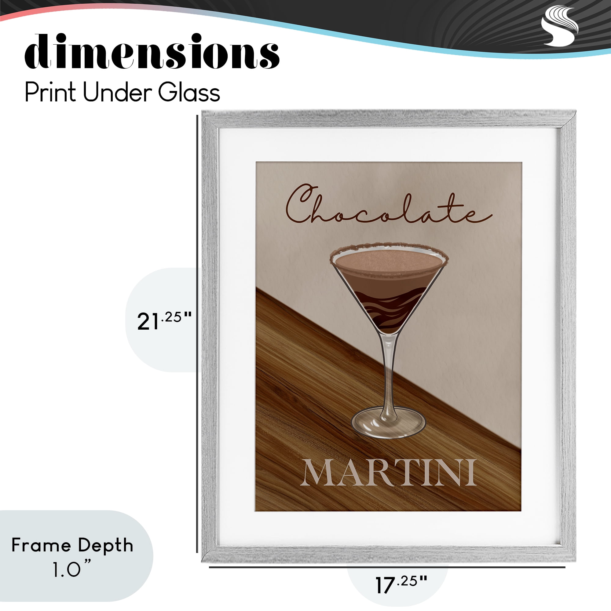Stupell Industries Chocolate Martini on Brown Gray Framed Print Under Glass, design by Marcus Prime