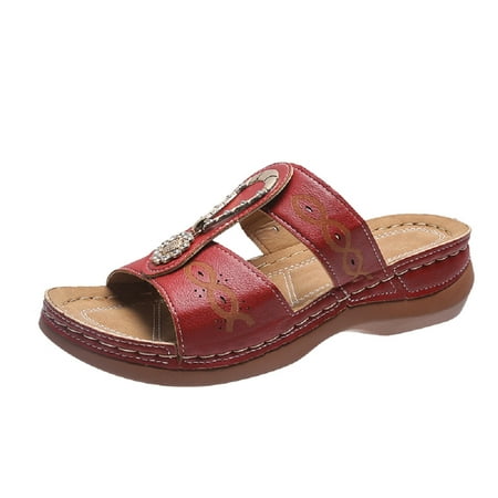 

TOYFUNNY Womens Platform Wedge Heel Roman Cutout Rhinestone Platform Sandals