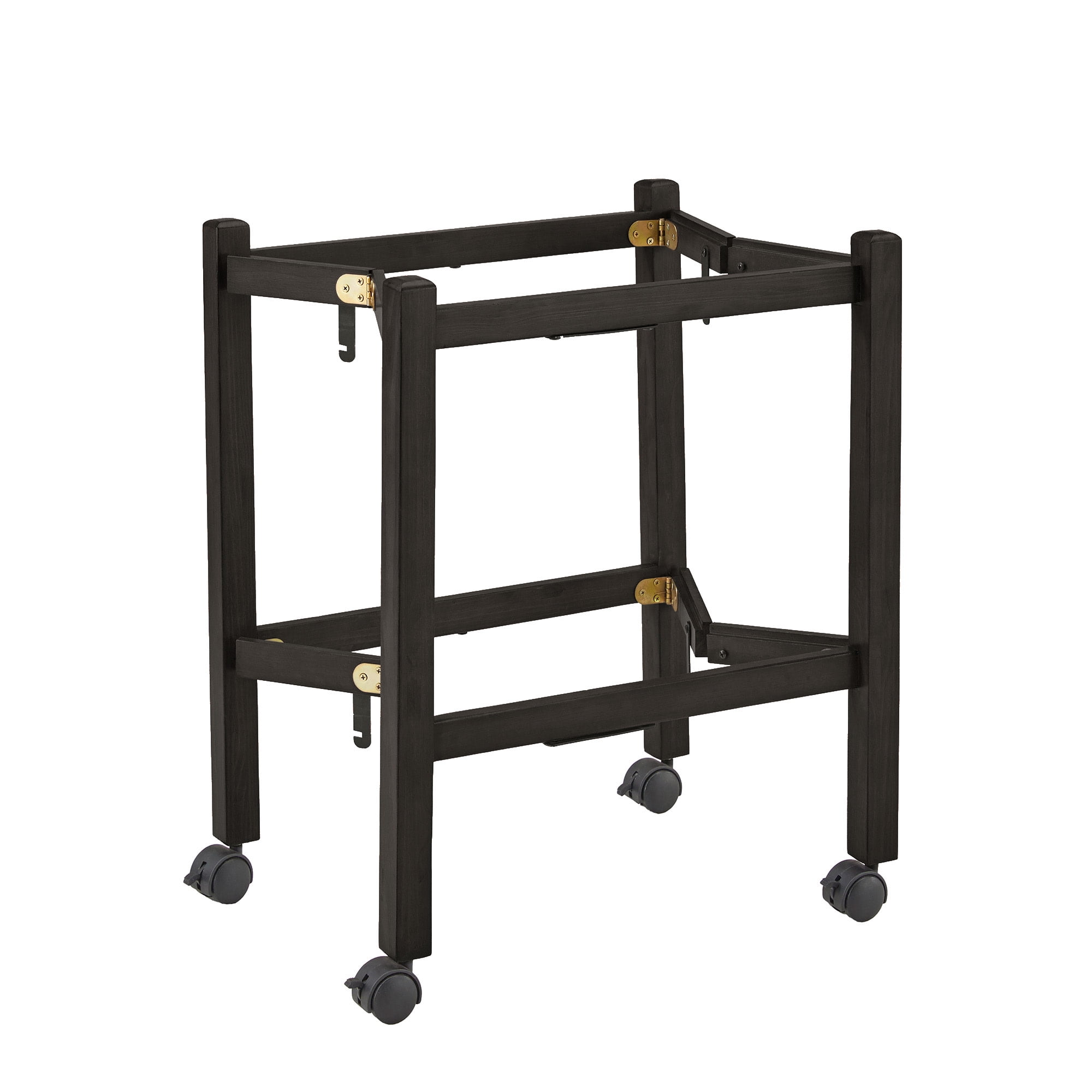 Weston Home Telluride Wood Finish Folding Bar Cart with Two Detachable Trays, Black Finish