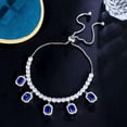 thumbnail image 2 of Adjustable Blue Cubic Zircon Square Charms Round Tennis Silver Plated Bracelet, 2 of 9
