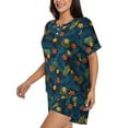 thumbnail image 2 of Daiia Hawaiian Style Pattern Womens Pajama Sets Short Sleeve Pajamas for Women Sets Soft Lounge Sets Casual Round Neck Sleepwear PJS-Small, 2 of 7
