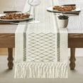 thumbnail image 2 of Boho Style Bicolor Stitching Table Runner, Boho Table Runners, Farmhouse Woven Home Decor, 2 of 14