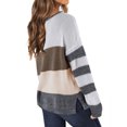 thumbnail image 4 of ManHanLi Women Stripe Colorblock Crew Neck Long Sleeve Knit Sweater, 4 of 5