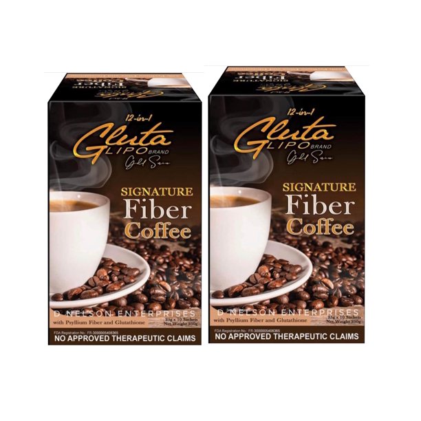 2 Boxes GlutaLipo Gold Series Signature Fiber Coffee 20 Sachets