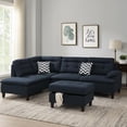 thumbnail image 6 of Benjara Olga 3 Piece L Shape Sectional Sofa with Ottoman- 2 Throw Pillows- Black, 6 of 8