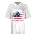 thumbnail image 3 of KDDYLITQ 4th of July Polo Shirts For Women American Flag Star Stripes Breathable V Neck Shirts Independence Day Short Sleeve Collared Patriotic Shirts White M, 3 of 4
