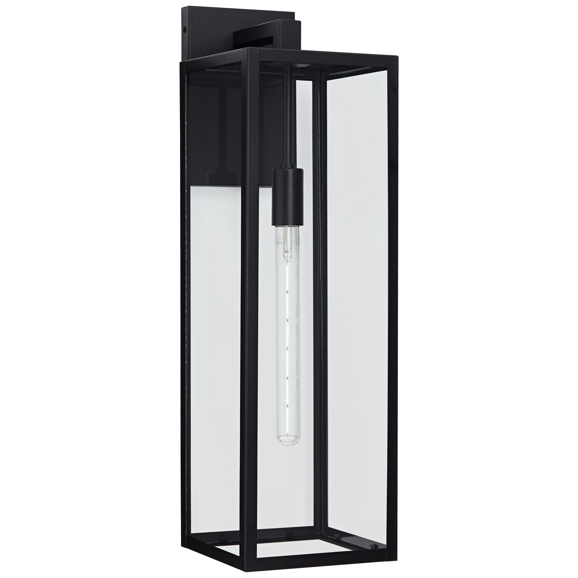 John Timberland Modern Industrial Outdoor Wall Light Fixture Mystic Black 27" Clear Glass Panels for Exterior Barn Deck House Porch Yard Patio Garage