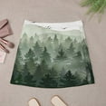 thumbnail image 4 of Aesthetic Foggy Mountain View Painting Trees Women's High Waist Skirt Stretchy Casual Mini Skirt, 4 of 8