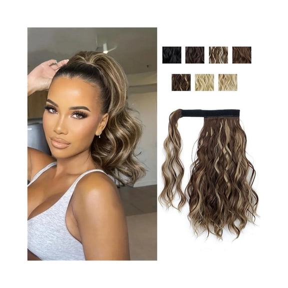 14 Inch Ponytail Hair Extension Short Curly Wavy Wrap Around Pony Tail Natural Fluffy Synthetic Hairpiece
