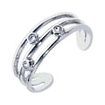 thumbnail image 2 of JewelStop .925 Sterling Silver Three Row CZ Toe Rings Body Art Adjustable, 2 of 4