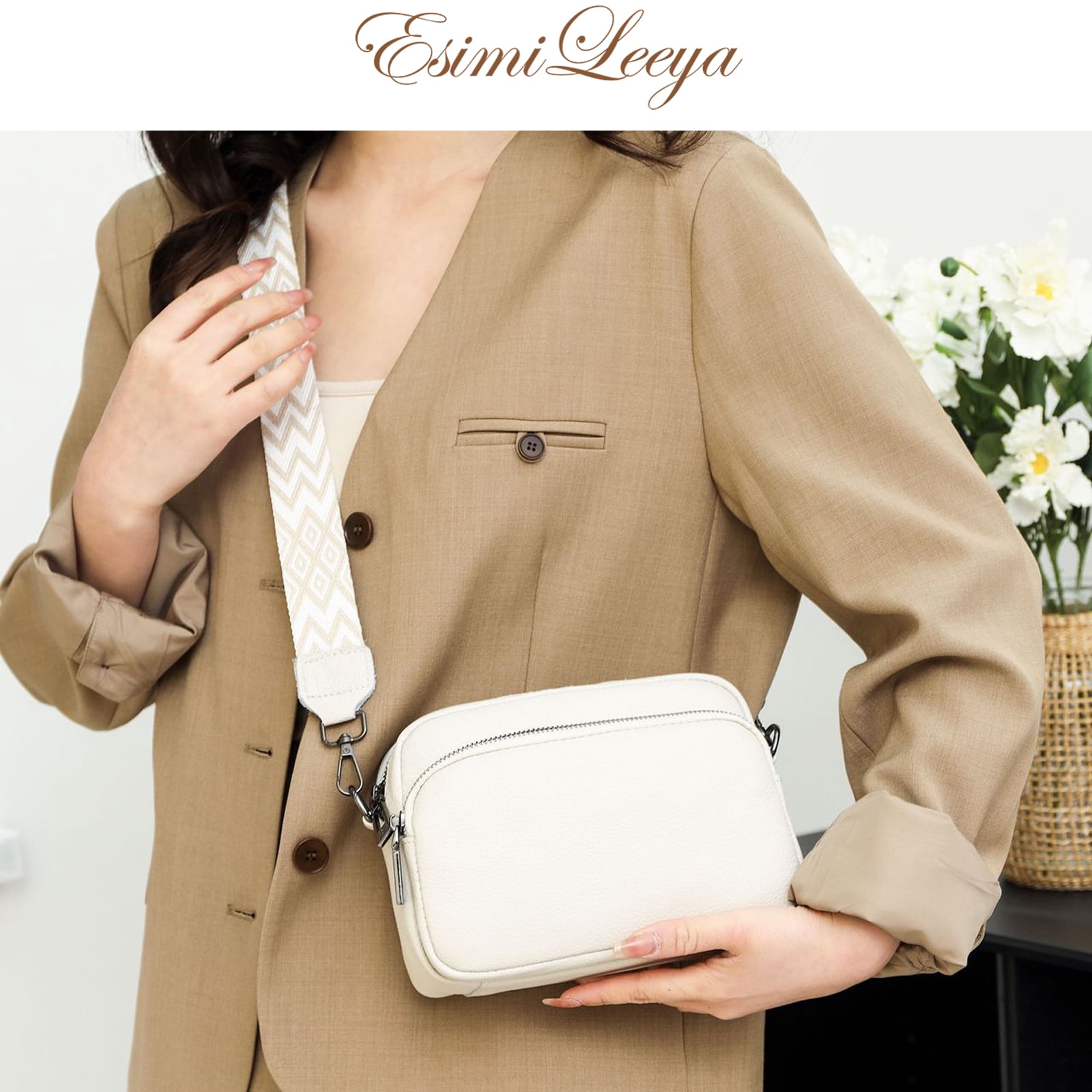 PORT&LOTUS Small Compact Genuine Leather Crossbody Bag for Women Real Leather Purses for Women with Shoulder for Women with Built in Wallet
