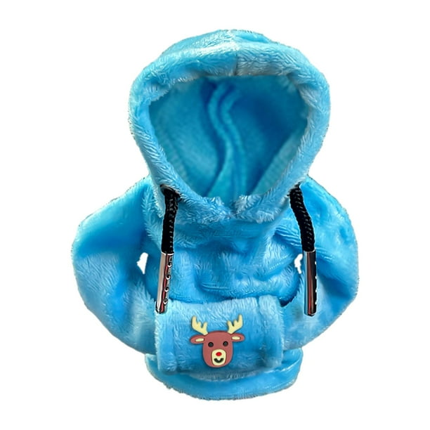 Funda para pomo de cambio de coche, antideslizante, con capucha, para Navidad Cabeza de reno azul