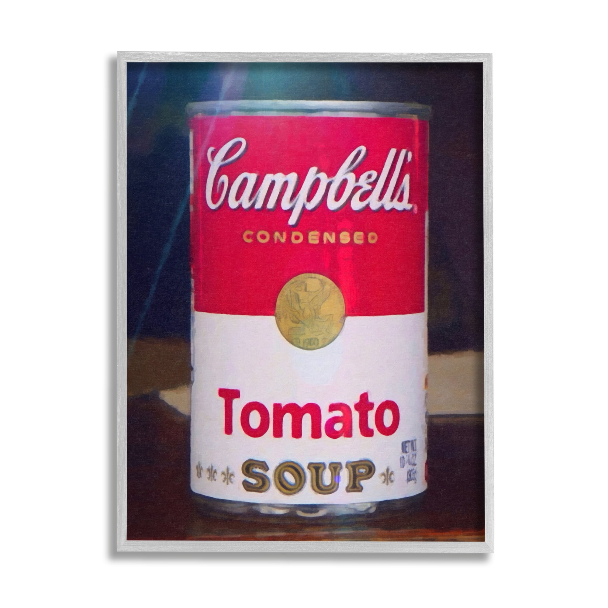 Stupell Industries Tomato Soup Can Still Life Modern Painting Graphic Art Gray Framed Art Print Wall Art, Design by Graffitee Studios