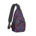 thumbnail image 2 of ZNDUO Sling Bag, Men Shoulder Backpack Small Cross Body Chest Sling Backpack-Kaleidoscope Triangle Abstract Pattern, 2 of 8