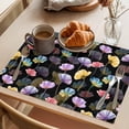 thumbnail image 3 of Spring Flowers Placemats Set of 6 Watercolor Floral Vintage Black Place Mats Indoor Wipeable Table Mats Washable Cloth Dining Table Placemats for Kitchen Holiday Party Home Decor 13x19 Inch, 3 of 9