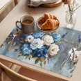 thumbnail image 3 of White Blue Spring Floral Placemats Set of 6 Pastoral Flowers Retro Place Mats Indoor Wipeable Table Mats Washable Cloth Dining Table Placemats for Kitchen Holiday Party Home Decor 13x19 Inch, 3 of 9