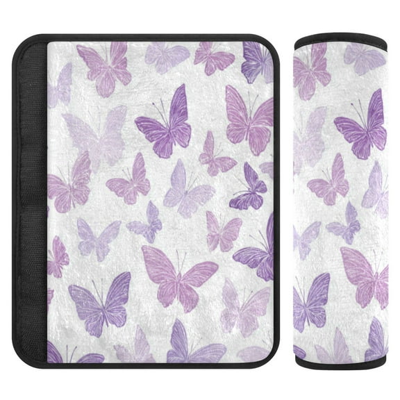 Qxltty Purple Butterfly Car Seat Strap Pads are Soft and Snug Fitting for All Cars Backpacks Pushchair