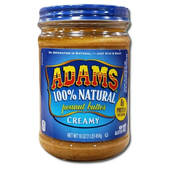 Adams 100% Natural Peanut Butter Creamy | 16 Ounce Jar | Value Pack of 3
