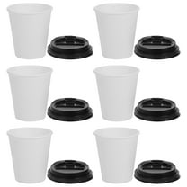 HEMOTON 50pcs Disposable Coffee Cups with Lids Paper Tableware for Drinking White Doublelayer Insulation 12oz