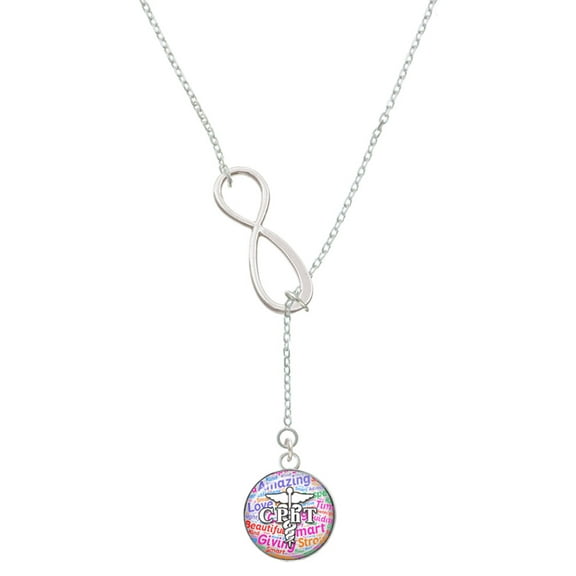 Delight Jewelry Silvertone Domed Multi Color CPhT Silver tone Elegant Infinity Lariat Necklace
