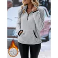 thumbnail image 2 of Cuteduck Women's plush sweatshirt long sleeve half zip pullover Top Winter Fleece hoodie S-2XL, 2 of 7