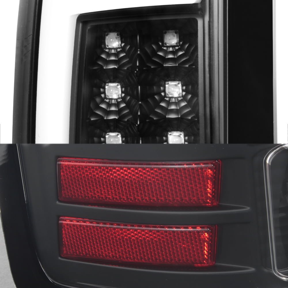 AKKON - For 2007-2013 GMC Sierra 1500 2500 3500 HeavyDuty Tube LED Black Tail Lights Lamps Pair Left+Right