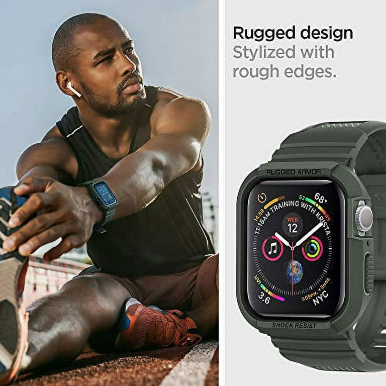 Spigen Rugged Armor Pro Designed for Apple Watch Band with Case for 44mm  Series 6/SE/5/4 - Military Green 