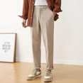 thumbnail image 5 of Pantalones de traje de cintura alta para hombre, pantalones cortos de 9 pulgadas, talla grande, pantalones de verano para hombre, ropa de primavera, ropa de trabajo de moda, pantalones de tela de lujo, 5 of 5