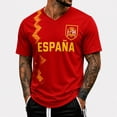thumbnail image 4 of 2026 Soccer Cup Fan Jersey for Men, V-Neck Short Sleeve T-Shirt with National Team Flag Graphic, Soft Cotton Blend Athletic Top, 1 PC Red XXXL, 4 of 5
