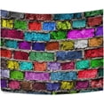 thumbnail image 2 of Rainbow Color Brick Wall Tapestry Wall Hanging Tapestries Happy Colorful Hippie Psychedelic Art Polyester Carpet Wall Decorative for Living Room Bedroom 60x51inch, 2 of 7
