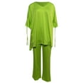 thumbnail image 7 of Women's 2 Piece Summer Set - Tie Waist V-Neck Cap Sleeve Top & Wide Leg Pants, Breathable Outfit, 7 of 7