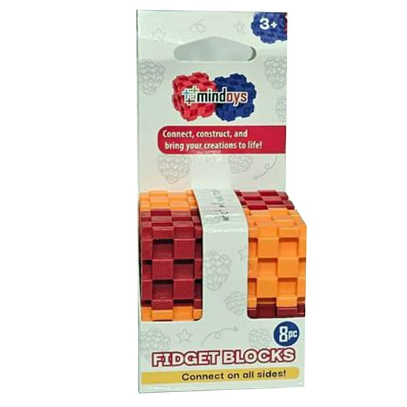 Fidget Blocks Set - Red & Orange 8 pcs Cube Toy 3  Years Old