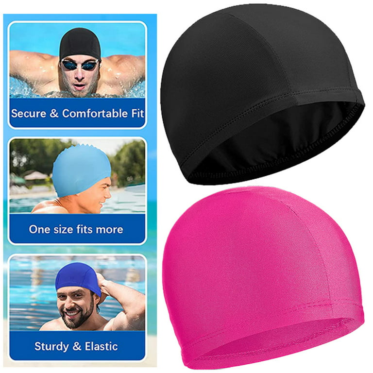 Elbourn Kids Swim Cap, 2 Pack Elastic Bathing Cap for Long Hair