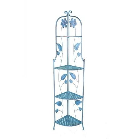 Heather Ann W190799 Bc Sunny 4 Shelf Corner Bakers Rack 44 Blue Bc Sunny 4 Shelf Corner Bakers Rack 44