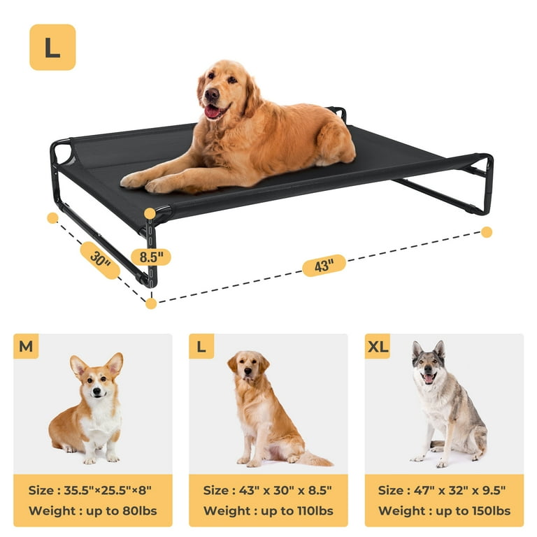 Veehoo Elevated Cooling Dog Bed, Large, Outdoor, Washable